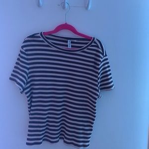 H&M Black and Pink Striped Shirt